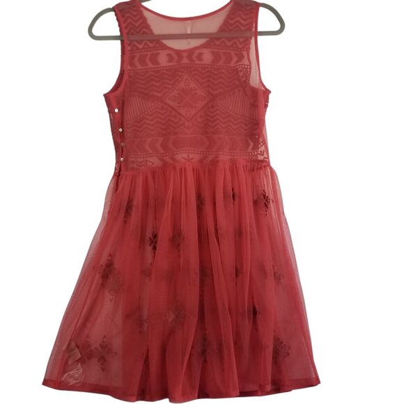 NWOT Free People Pink Tulle Sheer Sleeveless Embroidered Mesh Dress Sz S/P - Picture 2 of 7